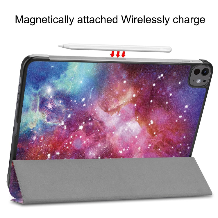 For iPad Pro 13 2024 Custer Painted 3-Fold Holder Smart Leather Tablet Case(Milky Way Nebula) - iPad Pro 13 2024 Cases by PMC TechLife | Online Shopping South Africa | PMC TechLife | Buy Now Pay Later Mobicred
