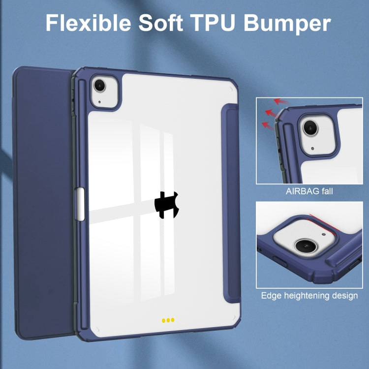 For iPad Air 13 2025 / 2024 Pure Color 3-fold Clear TPU Smart Leather Tablet Case(Dark Blue) - iPad Air 13 2025 / 2024 Cases by PMC TechLife | Online Shopping South Africa | PMC TechLife | Buy Now Pay Later Mobicred