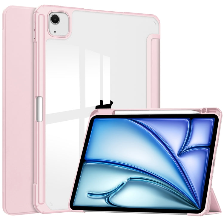 For iPad Air 13 2025 / 2024 Pure Color 3-fold Clear TPU Smart Leather Tablet Case(Pink) - iPad Air 13 2025 / 2024 Cases by PMC TechLife | Online Shopping South Africa | PMC TechLife | Buy Now Pay Later Mobicred
