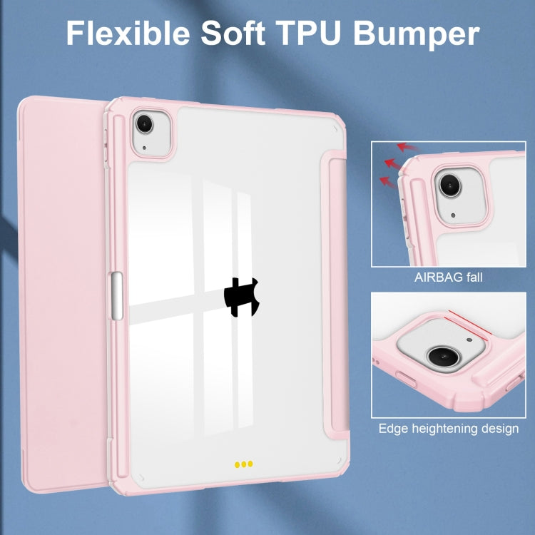 For iPad Air 13 2025 / 2024 Pure Color 3-fold Clear TPU Smart Leather Tablet Case(Pink) - iPad Air 13 2025 / 2024 Cases by PMC TechLife | Online Shopping South Africa | PMC TechLife | Buy Now Pay Later Mobicred