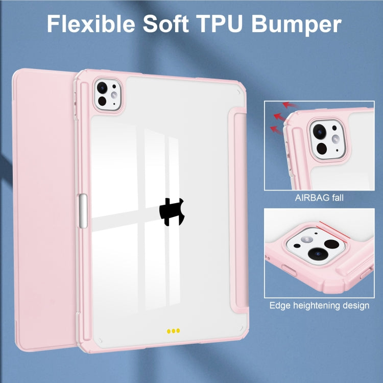 For iPad Pro 11 2024 Pure Color 3-fold Clear TPU Smart Leather Tablet Case(Pink) - free shipping - PMC TechLife - Order now!