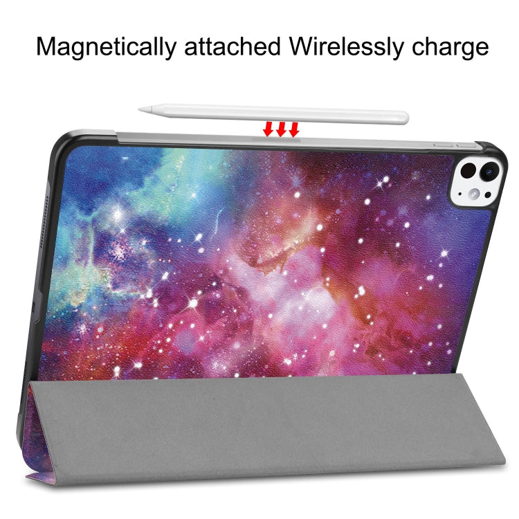 For iPad Pro 11 2024 Custer Painted 3-Fold Holder Smart Leather Tablet Case(Milky Way Nebula) - iPad Pro 11 2024 Cases by PMC Jewellery | Online Shopping South Africa | PMC Jewellery | Buy Now Pay Later Mobicred