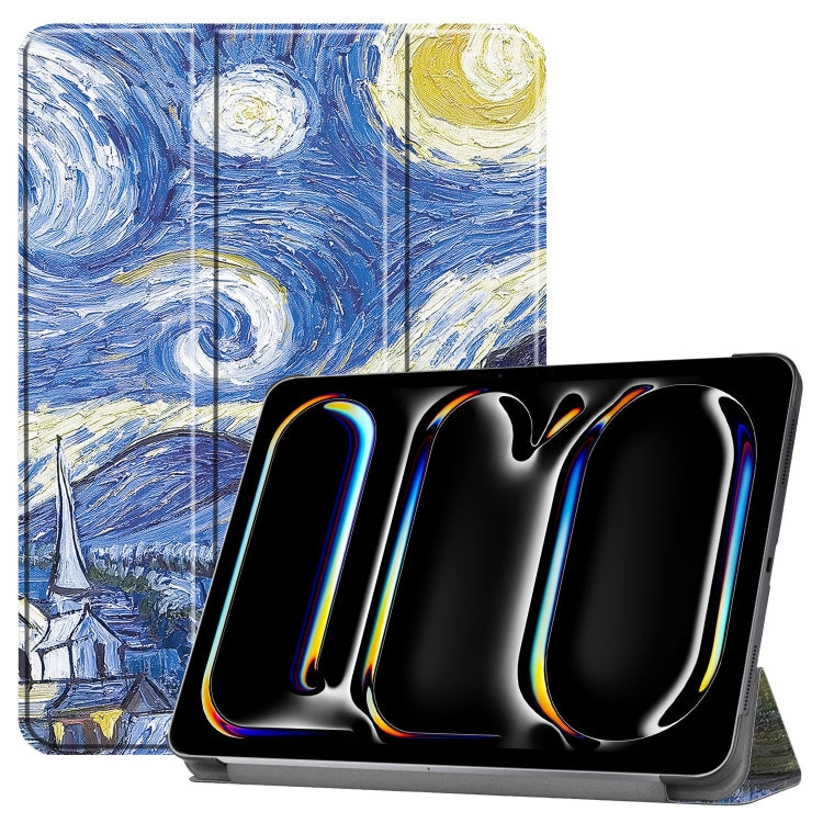 For iPad Pro 11 2024 Custer Painted 3-Fold Holder Smart Leather Tablet Case(Starry Sky) - iPad Pro 11 2024 Cases by PMC Jewellery | Online Shopping South Africa | PMC Jewellery | Buy Now Pay Later Mobicred