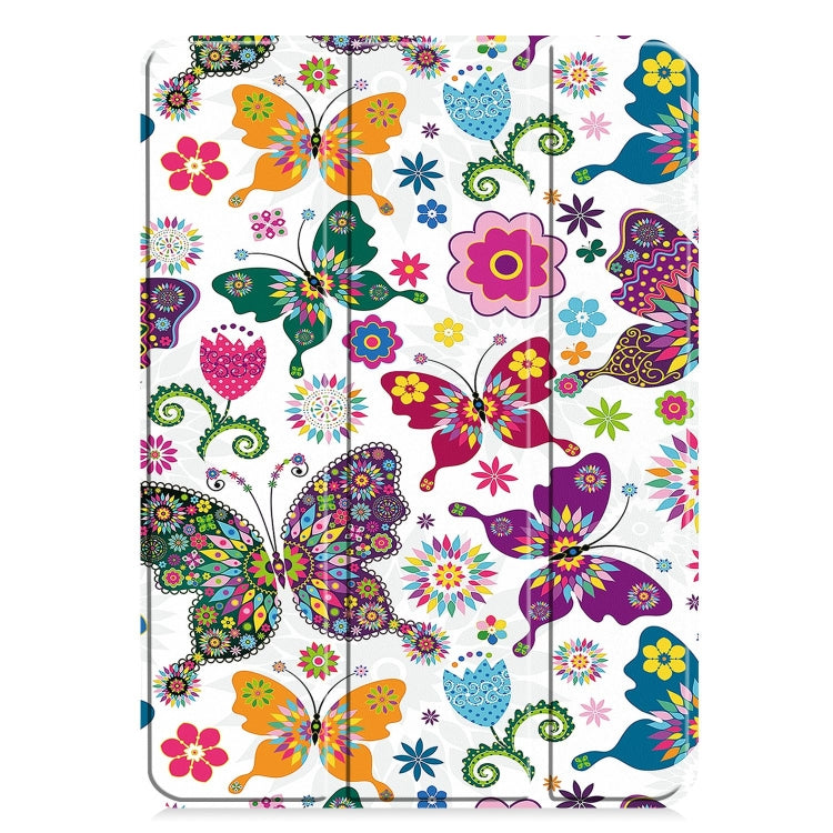 For iPad Pro 11 2024 Custer Painted 3-Fold Holder Smart Leather Tablet Case(Color Butterfly) - free shipping - PMC TechLife - Order now!