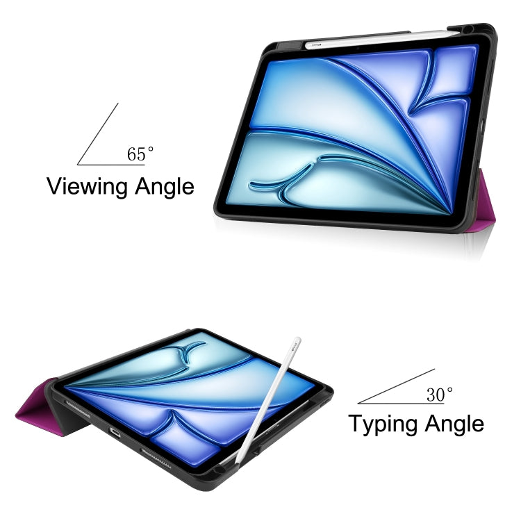For iPad Air 11 2024 Custer TPU Pure Color 3-Fold Holder Smart Leather Tablet Case(Purple) - iPad Air 11 2024 Cases by PMC TechLife | Online Shopping South Africa | PMC TechLife | Buy Now Pay Later Mobicred