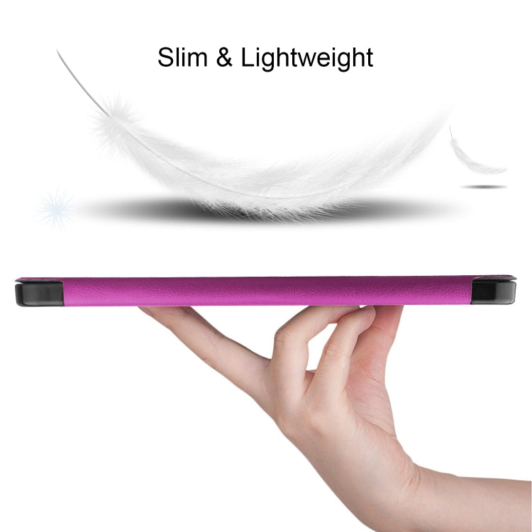 For iPad Air 11 2024 Custer TPU Pure Color 3-Fold Holder Smart Leather Tablet Case(Purple) - iPad Air 11 2024 Cases by PMC TechLife | Online Shopping South Africa | PMC TechLife | Buy Now Pay Later Mobicred