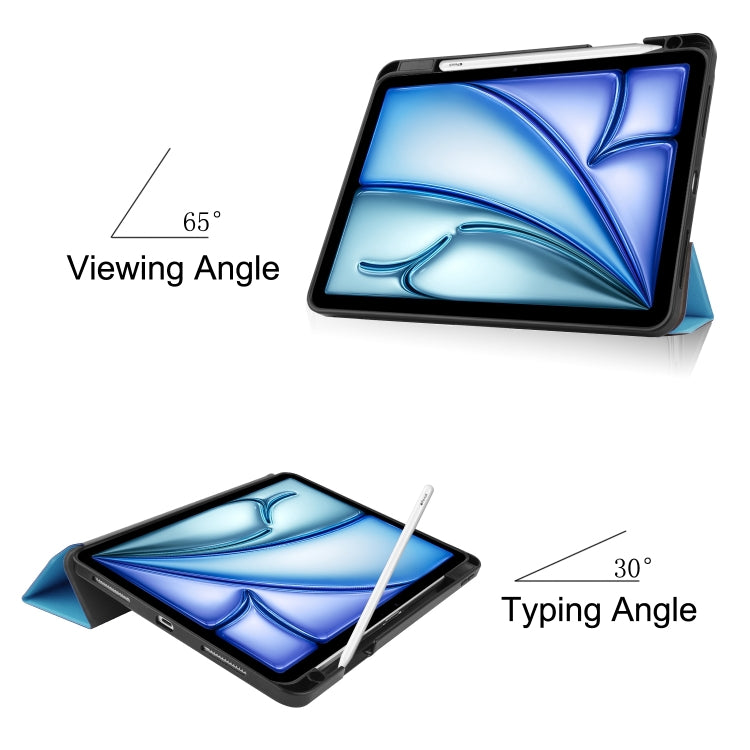 For iPad Air 11 2024 Custer TPU Pure Color 3-Fold Holder Smart Leather Tablet Case(Sky Blue) - iPad Air 11 2024 Cases by PMC TechLife | Online Shopping South Africa | PMC TechLife | Buy Now Pay Later Mobicred