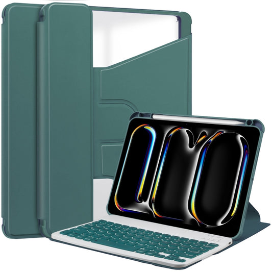 For iPad Pro 11 2024 Transparent Rotation Smart Leather Tablet Case with Keyboard(Dark Green) - iPad Pro 11 2024 Cases by PMC Jewellery | Online Shopping South Africa | PMC Jewellery | Buy Now Pay Later Mobicred