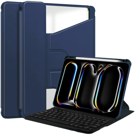 For iPad Pro 11 2024 Transparent Rotation Smart Leather Tablet Case with Keyboard(Dark Blue) - iPad Pro 11 2024 Cases by PMC Jewellery | Online Shopping South Africa | PMC Jewellery | Buy Now Pay Later Mobicred