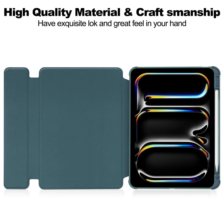 For iPad Pro 13 2024 Transparent Rotation Smart Leather Tablet Case with Keyboard(Dark Green) - iPad Pro 13 2024 Cases by PMC TechLife | Online Shopping South Africa | PMC TechLife | Buy Now Pay Later Mobicred