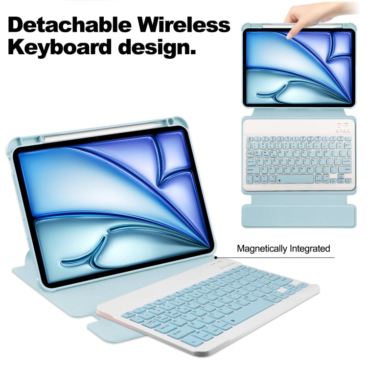 For iPad Air 11 2025 / 2024 Transparent Rotation Smart Leather Tablet Case with Keyboard(Sky Blue) - free shipping - PMC TechLife - Order now!