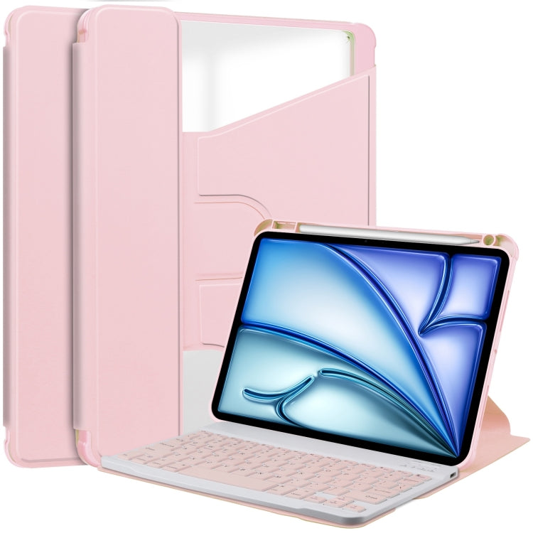 For iPad Air 11 2024 Transparent Rotation Smart Leather Tablet Case with Keyboard(Pink) - iPad Air 11 2024 Cases by PMC Jewellery | Online Shopping South Africa | PMC Jewellery | Buy Now Pay Later Mobicred