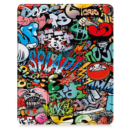 For iPad Air 13 2024 Custer Painted 3-Fold Holder Smart Leather Tablet Case with Pen Tray(Graffiti) - iPad Air 13 2024 Cases by PMC Jewellery | Online Shopping South Africa | PMC Jewellery | Buy Now Pay Later Mobicred