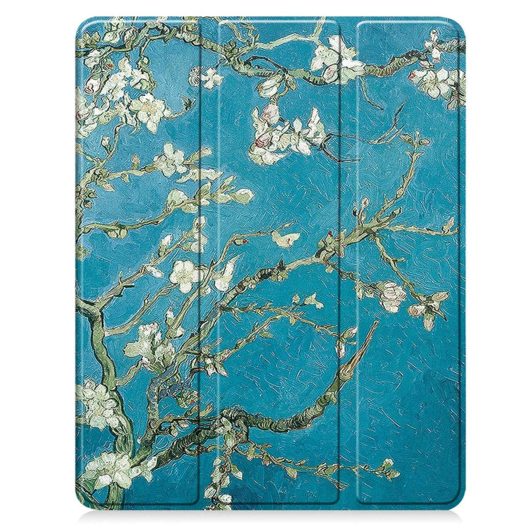 For iPad Pro 13 2024 Custer Painted 3-Fold Holder Smart Leather Tablet Case with Pen Tray(Apricot Flower) - iPad Pro 13 2024 Cases by PMC Jewellery | Online Shopping South Africa | PMC Jewellery | Buy Now Pay Later Mobicred