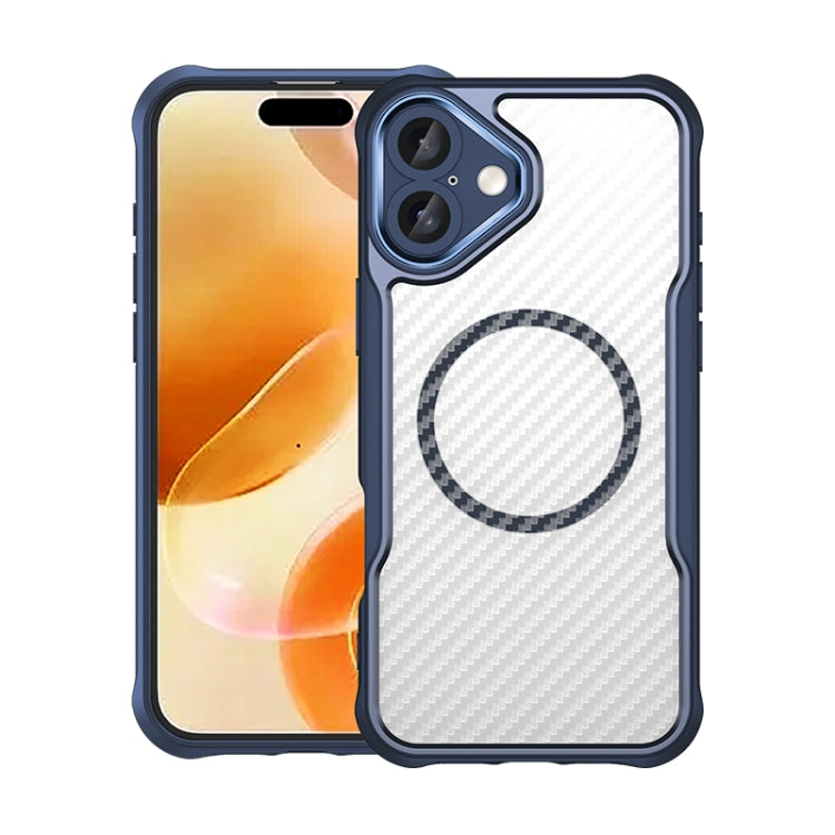 For iPhone 16 Plus Carbon Fiber Texture MagSafe Translucent Phone Case(Blue) - free shipping - PMC TechLife - Order now!