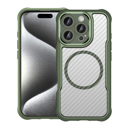 For iPhone 16 Pro Carbon Fiber Texture MagSafe Translucent Phone Case(Green) - iPhone 16 Pro Cases by PMC Jewellery | Online Shopping South Africa | PMC Jewellery | Buy Now Pay Later Mobicred