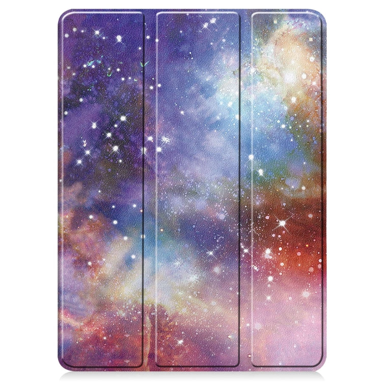 For iPad Pro 11 2024 Custer Painted 3-Fold Holder Smart Leather Tablet Case with Pen Tray(Milky Way Nebula) - iPad Pro 11 2024 Cases by PMC TechLife | Online Shopping South Africa | PMC TechLife | Buy Now Pay Later Mobicred