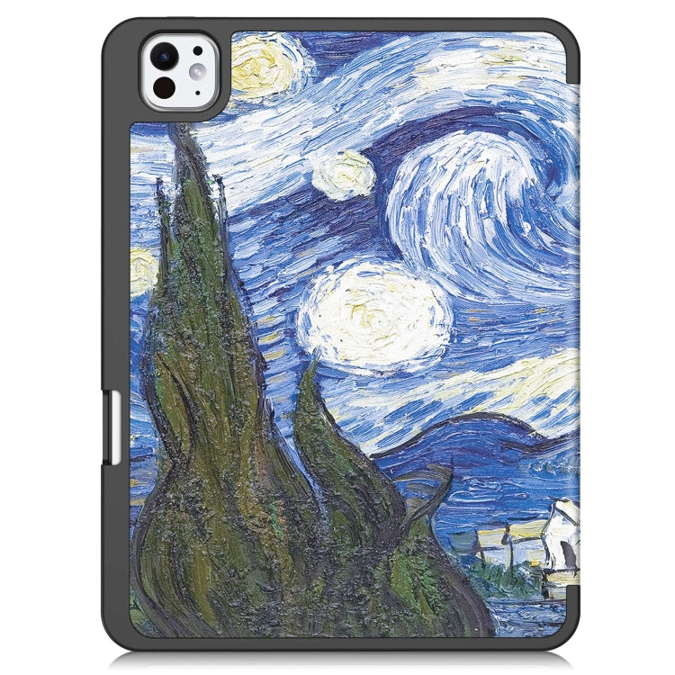For iPad Pro 11 2024 Custer Painted 3-Fold Holder Smart Leather Tablet Case with Pen Tray(Starry Sky) - iPad Pro 11 2024 Cases by PMC TechLife | Online Shopping South Africa | PMC TechLife | Buy Now Pay Later Mobicred