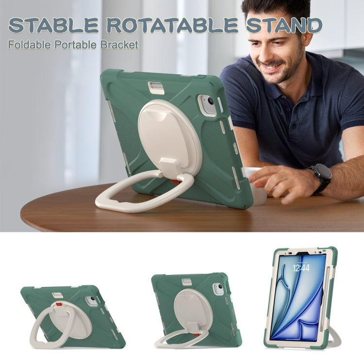 For iPad Air 11 2024 / Air 11 2025 Silicone Hybrid PC Tablet Case with Holder & Shoulder Strap(Emerald Green) - iPad Air 11 2025 / 2024 Cases by PMC TechLife | Online Shopping South Africa | PMC TechLife | Buy Now Pay Later Mobicred