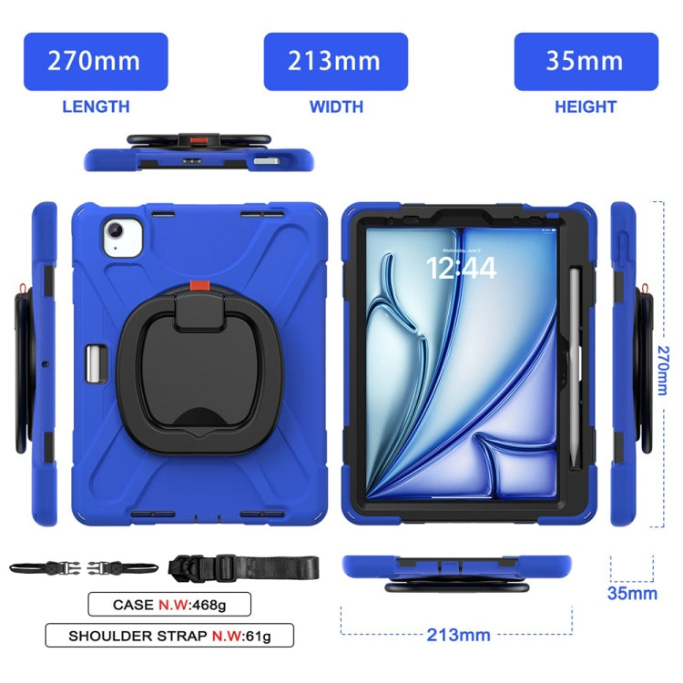 For iPad Air 11 2024 Silicone Hybrid PC Tablet Case with Holder & Shoulder Strap(Blue) - iPad Air 11 2024 Cases by PMC Jewellery | Online Shopping South Africa | PMC Jewellery | Buy Now Pay Later Mobicred