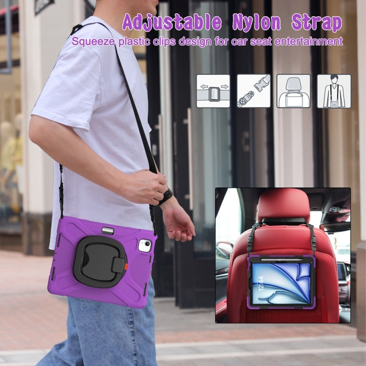 For iPad Air 11 2024 Silicone Hybrid PC Tablet Case with Holder & Shoulder Strap(Purple) - iPad Air 11 2024 Cases by PMC Jewellery | Online Shopping South Africa | PMC Jewellery | Buy Now Pay Later Mobicred