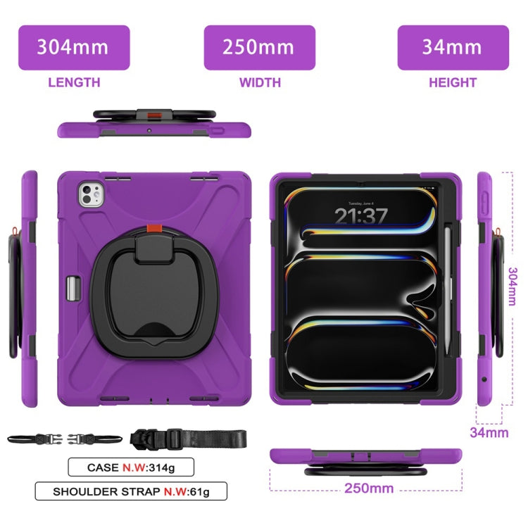 For iPad Pro 11 2024 Silicone Hybrid PC Tablet Case with Holder & Shoulder Strap(Purple) - iPad Pro 11 2024 Cases by PMC Jewellery | Online Shopping South Africa | PMC Jewellery | Buy Now Pay Later Mobicred