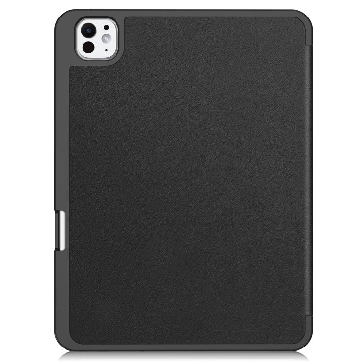 For iPad Pro 11 2024 Custer TPU Pure Color 3-Fold Holder Smart Leather Tablet Case with Pen Tray(Black) - iPad Pro 11 2024 Cases by PMC TechLife | Online Shopping South Africa | PMC TechLife | Buy Now Pay Later Mobicred