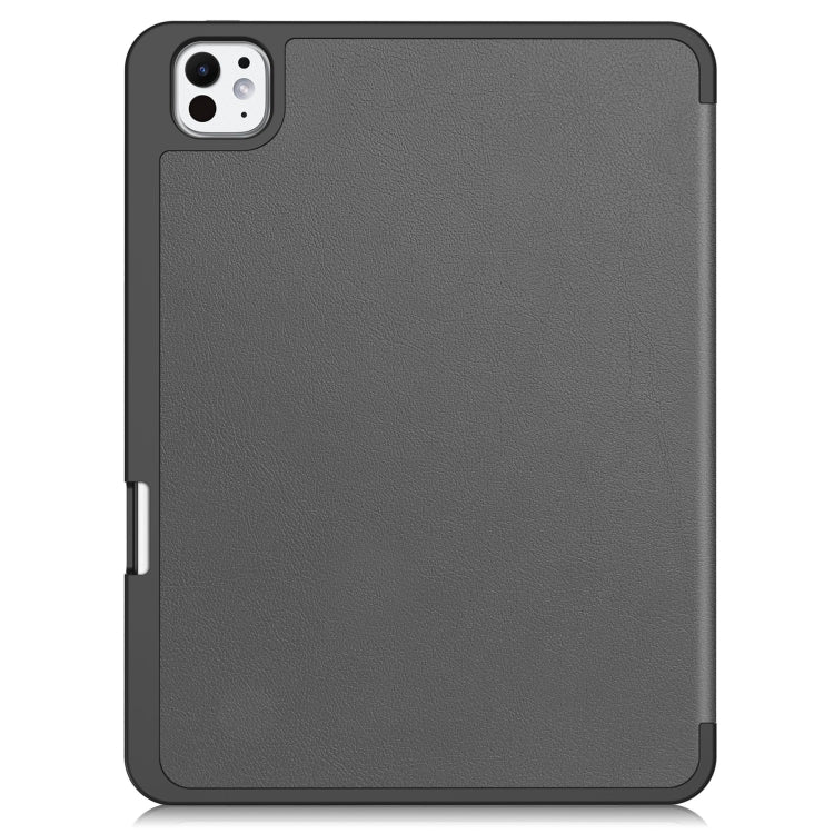 For iPad Pro 11 2024 Custer TPU Pure Color 3-Fold Holder Smart Leather Tablet Case with Pen Tray(Grey) - iPad Pro 11 2024 Cases by PMC TechLife | Online Shopping South Africa | PMC TechLife | Buy Now Pay Later Mobicred