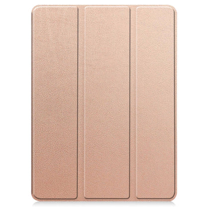 For iPad Pro 11 2024 Custer TPU Pure Color 3-Fold Holder Smart Leather Tablet Case with Pen Tray(Rose Gold) - iPad Pro 11 2024 Cases by PMC Jewellery | Online Shopping South Africa | PMC Jewellery | Buy Now Pay Later Mobicred