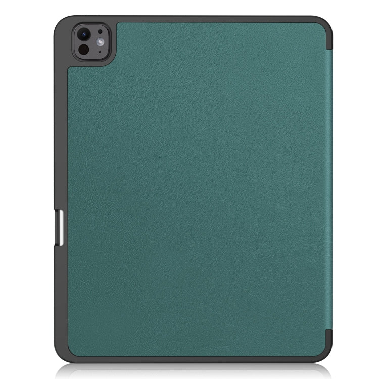 For iPad Pro 13 2024 Custer TPU Pure Color 3-Fold Holder Smart Leather Tablet Case with Pen Tray(Dark Green) - iPad Pro 13 2024 Cases by PMC Jewellery | Online Shopping South Africa | PMC Jewellery | Buy Now Pay Later Mobicred