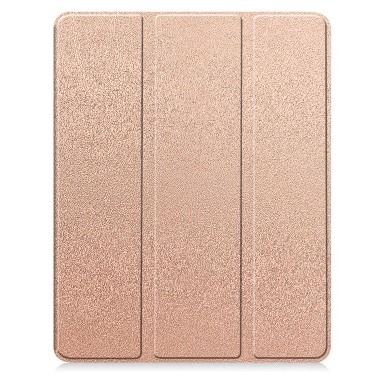 For iPad Pro 13 2024 Custer TPU Pure Color 3-Fold Holder Smart Leather Tablet Case with Pen Tray(Rose Gold) - iPad Pro 13 2024 Cases by PMC TechLife | Online Shopping South Africa | PMC TechLife | Buy Now Pay Later Mobicred