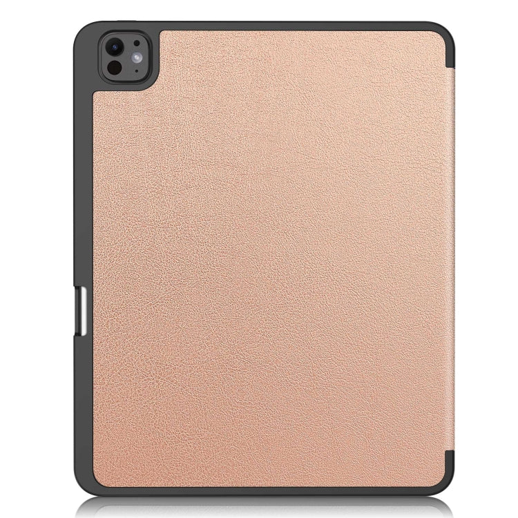 For iPad Pro 13 2024 Custer TPU Pure Color 3-Fold Holder Smart Leather Tablet Case with Pen Tray(Rose Gold) - iPad Pro 13 2024 Cases by PMC TechLife | Online Shopping South Africa | PMC TechLife | Buy Now Pay Later Mobicred