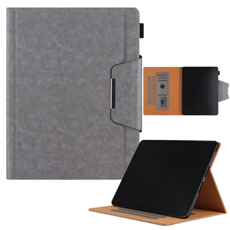 For iPad Pro 13 2024 Solid Color Metal Buckle Leather Smart Tablet Case(Grey) - iPad Pro 13 2024 Cases by PMC Jewellery | Online Shopping South Africa | PMC Jewellery | Buy Now Pay Later Mobicred