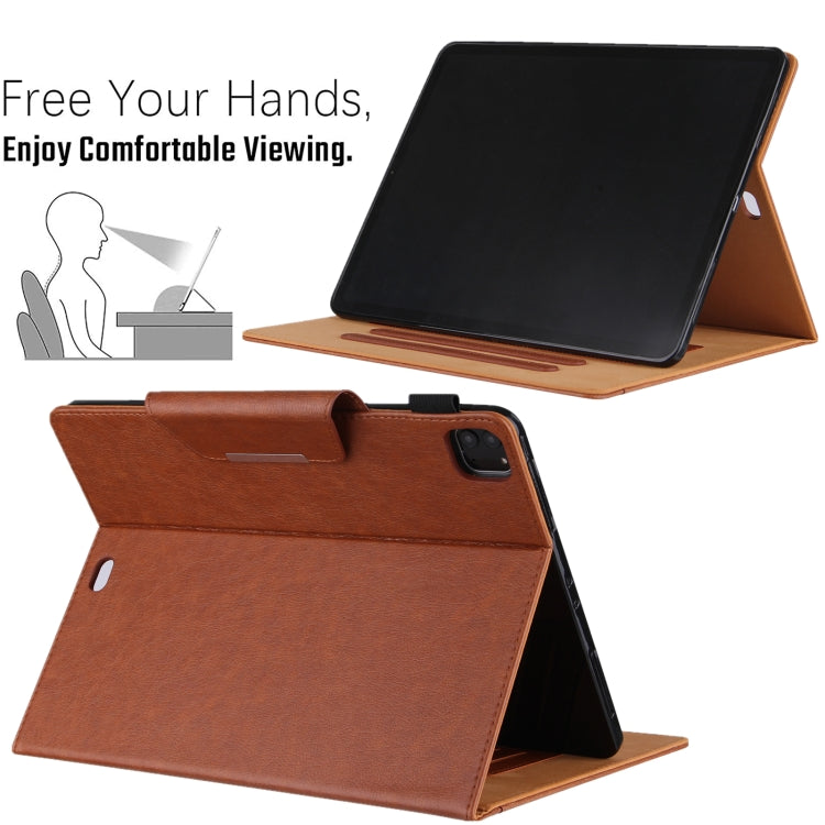For iPad Pro 11 2024 Solid Color Metal Buckle Leather Smart Tablet Case(Brown) - iPad Pro 11 2024 Cases by PMC Jewellery | Online Shopping South Africa | PMC Jewellery | Buy Now Pay Later Mobicred