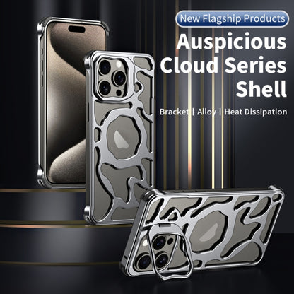 For iPhone 16 Pro Max Auspicious Cloud Series MagSafe Metal Phone Case with Bracket(Silver) - iPhone 16 Pro Max Cases by PMC Jewellery | Online Shopping South Africa | PMC Jewellery | Buy Now Pay Later Mobicred