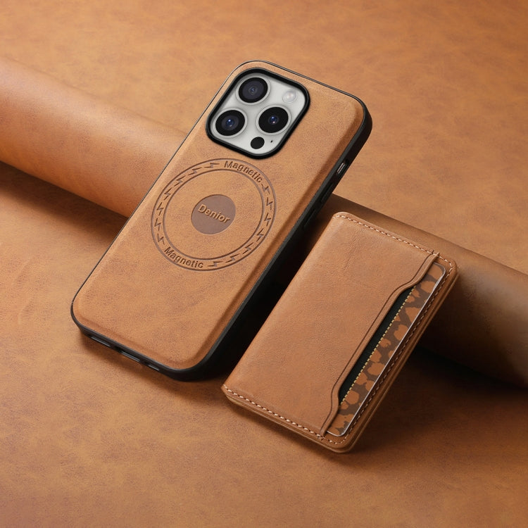 For iPhone 16 Pro Denior D13 Retro Texture Leather MagSafe Card Bag Phone Case(Brown) - iPhone 16 Pro Cases by Denior | Online Shopping South Africa | PMC Jewellery | Buy Now Pay Later Mobicred