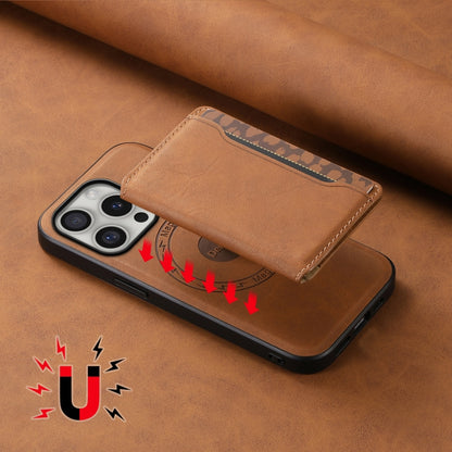 For iPhone 16 Pro Denior D13 Retro Texture Leather MagSafe Card Bag Phone Case(Brown) - iPhone 16 Pro Cases by Denior | Online Shopping South Africa | PMC Jewellery | Buy Now Pay Later Mobicred