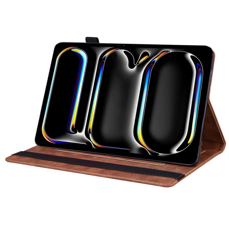 For iPad Pro 11 2024 Splicing Shockproof Leather Tablet Case(Brown) - iPad Pro 11 2024 Cases by PMC TechLife | Online Shopping South Africa | PMC TechLife | Buy Now Pay Later Mobicred