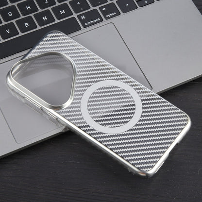 For Huawei Pura 70 6D Plated Carbon Fiber Clear Magsafe PC Phone Case(Starlight Silver) - Huawei Cases by PMC Jewellery | Online Shopping South Africa | PMC Jewellery | Buy Now Pay Later Mobicred