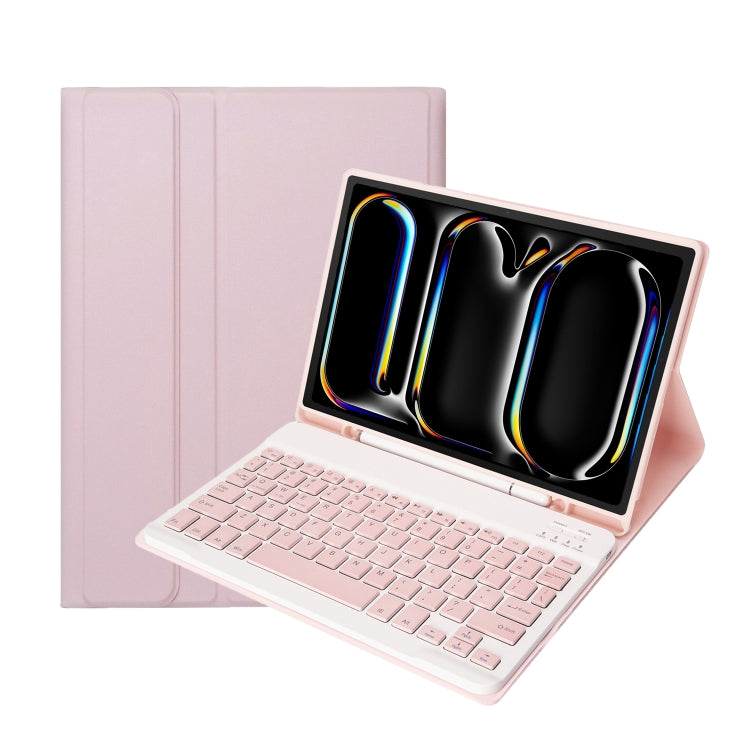 For iPad Pro 11 2024 A13B Lambskin Texture Bluetooth Touch Keyboard Leather Tablet Case with Pen Slot(Pink) - For iPad Pro by PMC Jewellery | Online Shopping South Africa | PMC Jewellery | Buy Now Pay Later Mobicred