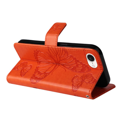 For iPhone SE 2024 3D Butterfly Embossed Pattern Flip Leather Phone Case(Orange) - More iPhone Cases by PMC Jewellery | Online Shopping South Africa | PMC Jewellery | Buy Now Pay Later Mobicred