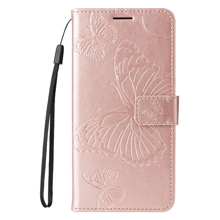 For iPhone SE 2024 3D Butterfly Embossed Pattern Flip Leather Phone Case(Rose Gold) - More iPhone Cases by PMC Jewellery | Online Shopping South Africa | PMC Jewellery | Buy Now Pay Later Mobicred