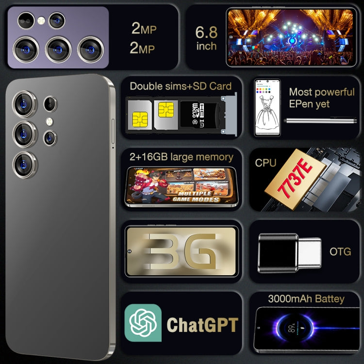 S24 Ultra / C24, 2GB+16GB, 6.8 inch Screen, Android 8.1 7731E Quad Core, Network: 3G, OTG, Dual SIM(Grey) -  by PMC TechLife | Online Shopping South Africa | PMC TechLife | Buy Now Pay Later Mobicred