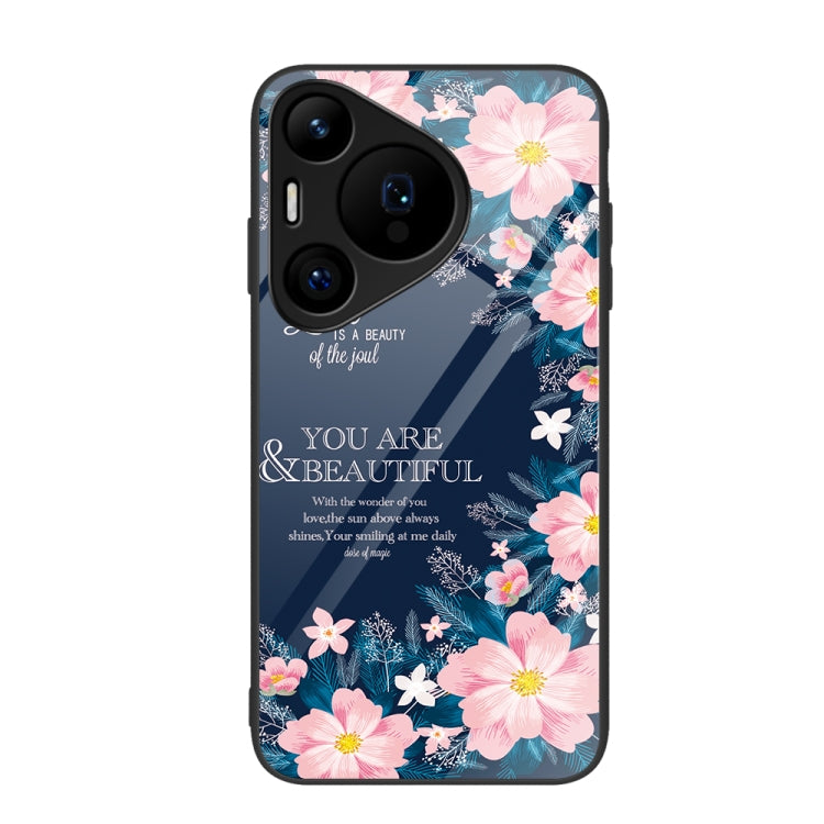 For Huawei Pura 70 Pro Colorful Painted Glass Phone Case(Flower) - Huawei Cases by PMC Jewellery | Online Shopping South Africa | PMC Jewellery | Buy Now Pay Later Mobicred