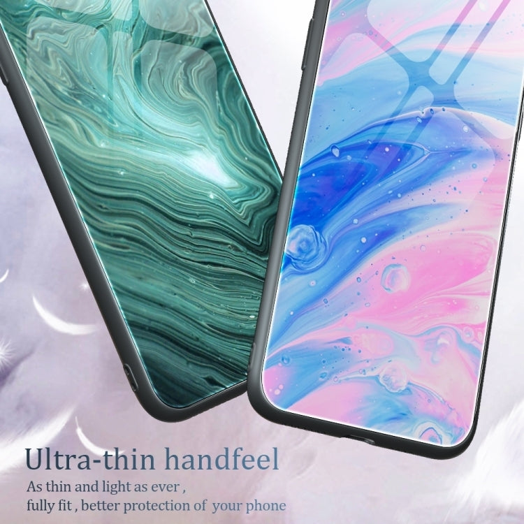 For Huawei Pura 70 Pro Marble Pattern Glass Protective Phone Case(Green Ocean) - Huawei Cases by PMC Jewellery | Online Shopping South Africa | PMC Jewellery | Buy Now Pay Later Mobicred