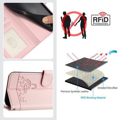 For Google Pixel 9 / 9 Pro Cat Rat Embossed Pattern RFID Leather Phone Case with Lanyard(Pink) - Google Cases by PMC Jewellery | Online Shopping South Africa | PMC Jewellery | Buy Now Pay Later Mobicred