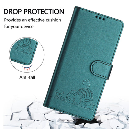 For Google Pixel 9 Pro XL Cat Rat Embossed Pattern RFID Leather Phone Case with Lanyard(Peacock Green) - Google Cases by PMC Jewellery | Online Shopping South Africa | PMC Jewellery | Buy Now Pay Later Mobicred