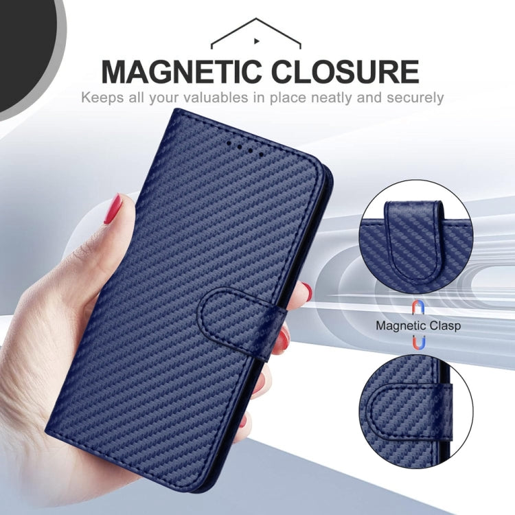 For Motorola Moto G Play 4G 2024 YX0070 Carbon Fiber Buckle Leather Phone Case with Lanyard(Royal Blue) - Motorola Cases by PMC Jewellery | Online Shopping South Africa | PMC Jewellery | Buy Now Pay Later Mobicred