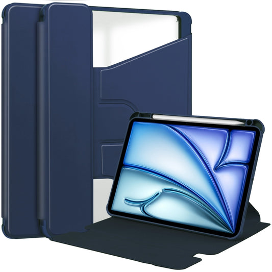 For iPad Air 11 2024 Transparent Rotation Smart Leather Tablet Case(Dark Blue) - iPad Air 11 2024 Cases by PMC Jewellery | Online Shopping South Africa | PMC Jewellery | Buy Now Pay Later Mobicred
