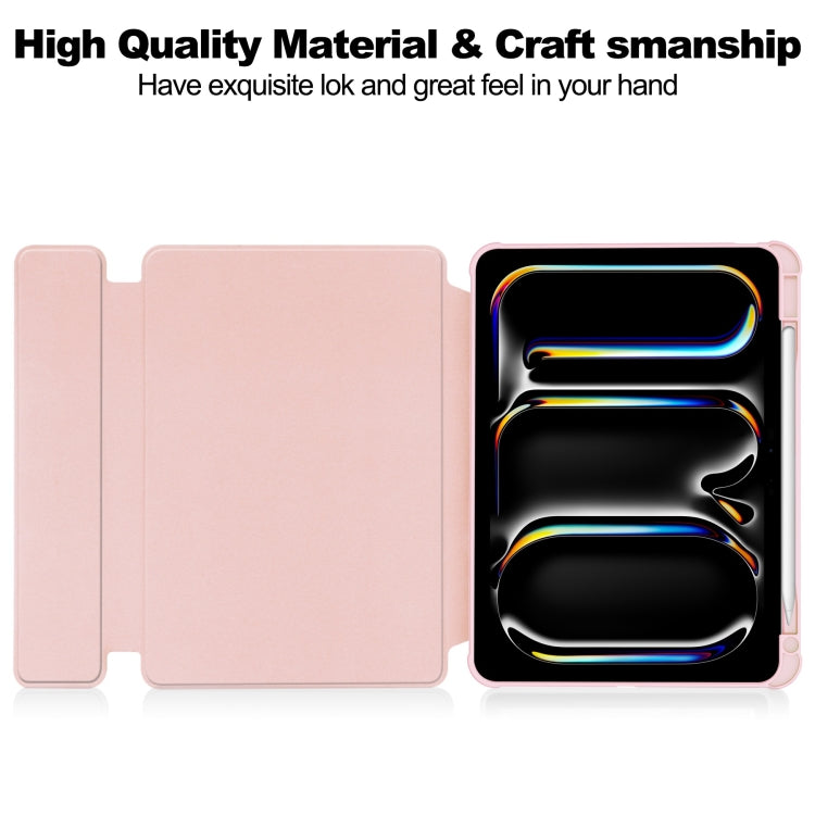 For iPad Pro 11 2024 Transparent Rotation Smart Leather Tablet Case(Pink) - iPad Pro 11 2024 Cases by PMC TechLife | Online Shopping South Africa | PMC TechLife | Buy Now Pay Later Mobicred